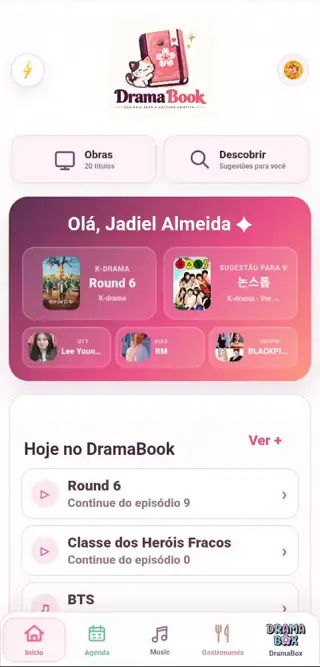 Página inicial real do DramaBook